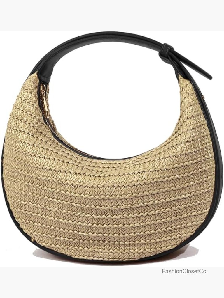 Straw Woven Hobo Handbag Crossbody Shoulder Bag With Adjustable Strap